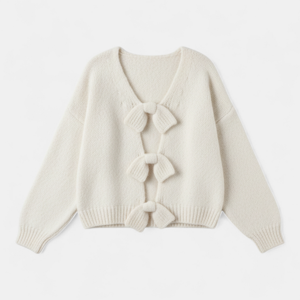 Sweater - Open Back Bow Closure Oversized Fit - Mary Feels