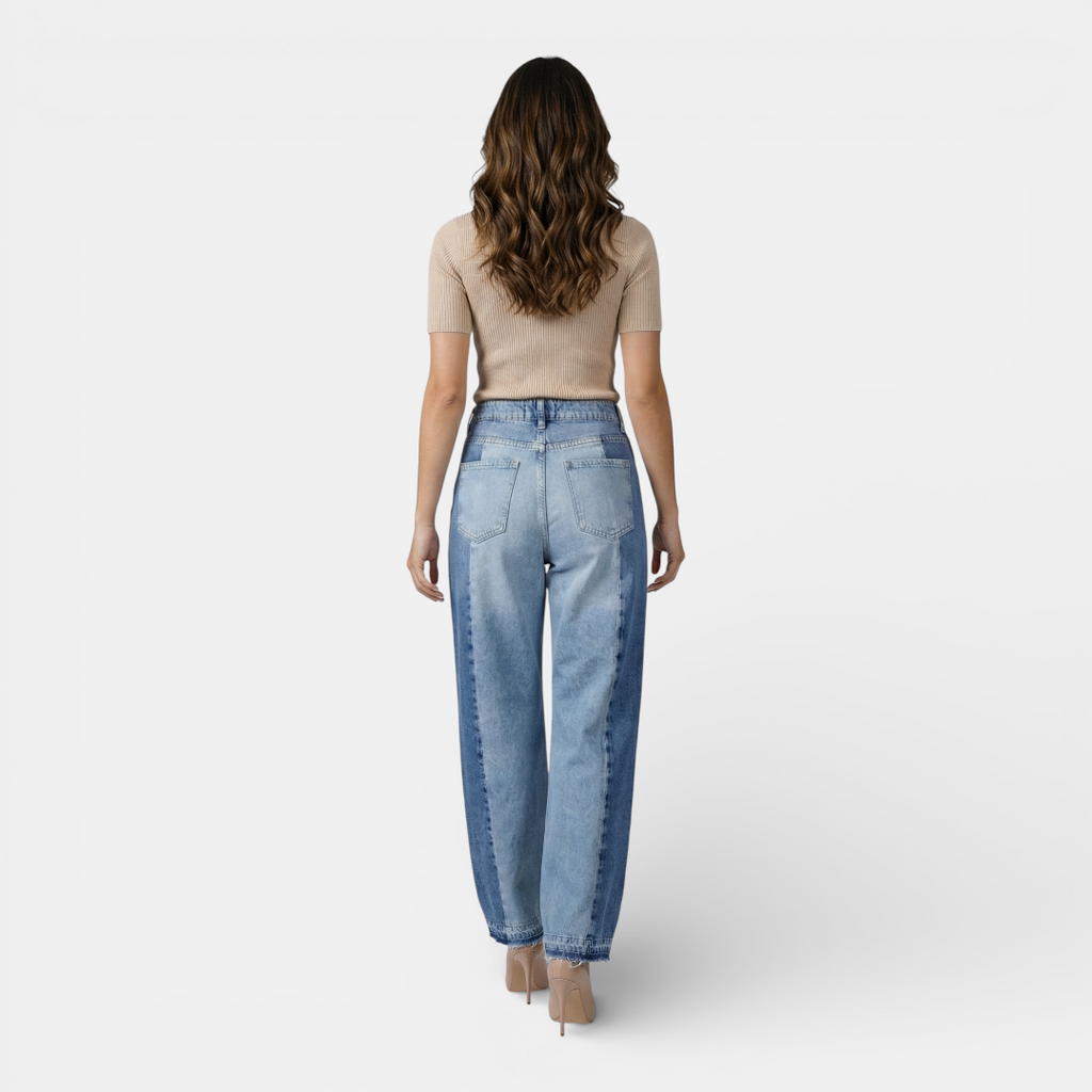 Women's Jeans - Two-tone wide leg frayed hem - Mary Feels