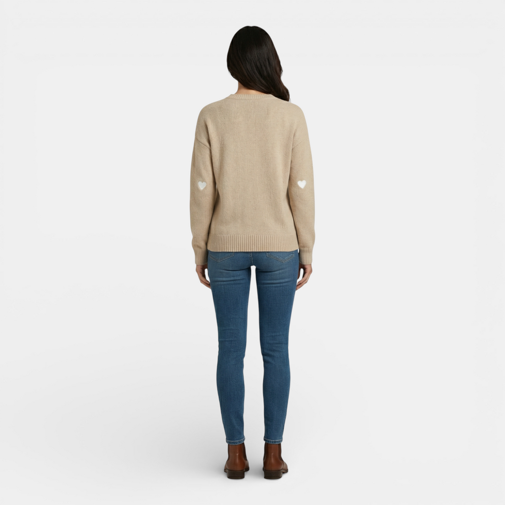 Women's Sweater - Lace V-neck heart pattern - Mary Feels