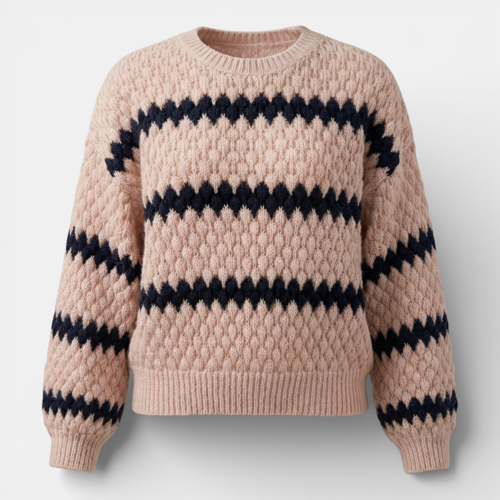 Women's Sweater - Zigzag Pattern, Textured Knit - Mary Feels