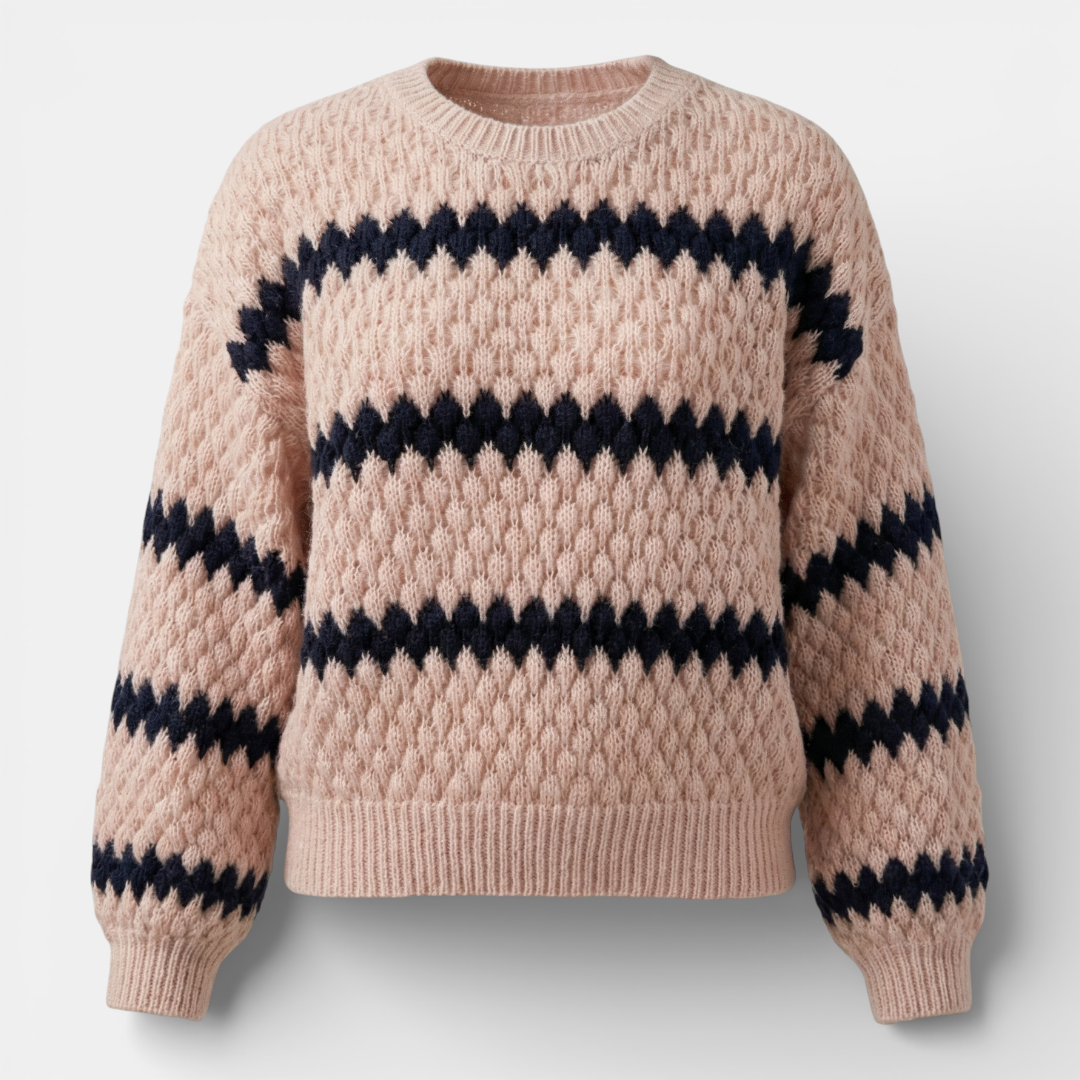 Women's Sweater - Zigzag Pattern, Textured Knit - Mary Feels
