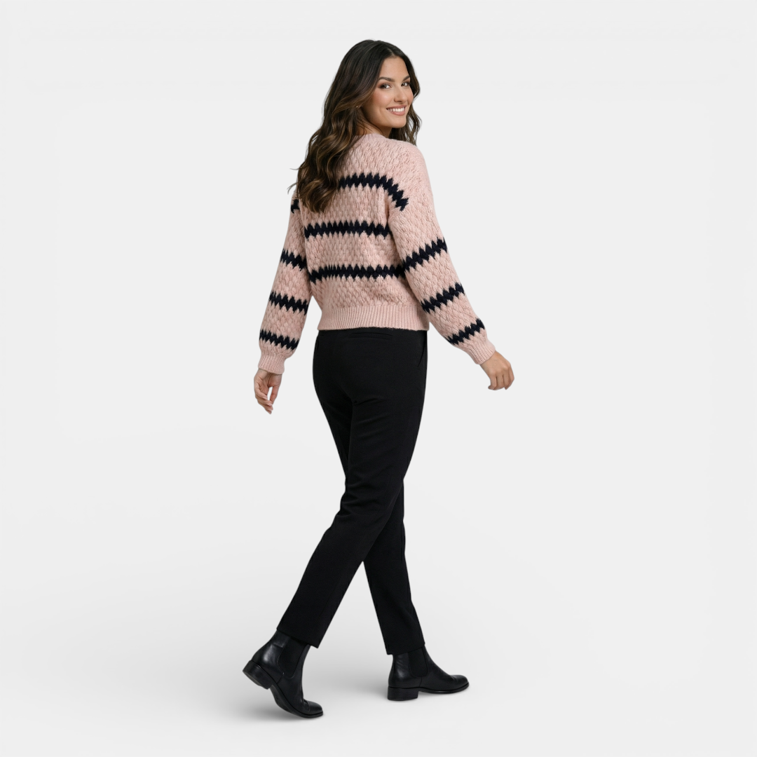 Women's Sweater - Zigzag Pattern, Textured Knit - Mary Feels