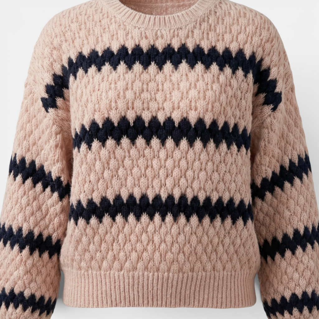 Women's Sweater - Zigzag Pattern, Textured Knit - Mary Feels