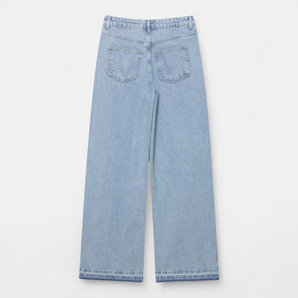 Women's Jeans - High waist straight leg lace stripe - Mary Feels