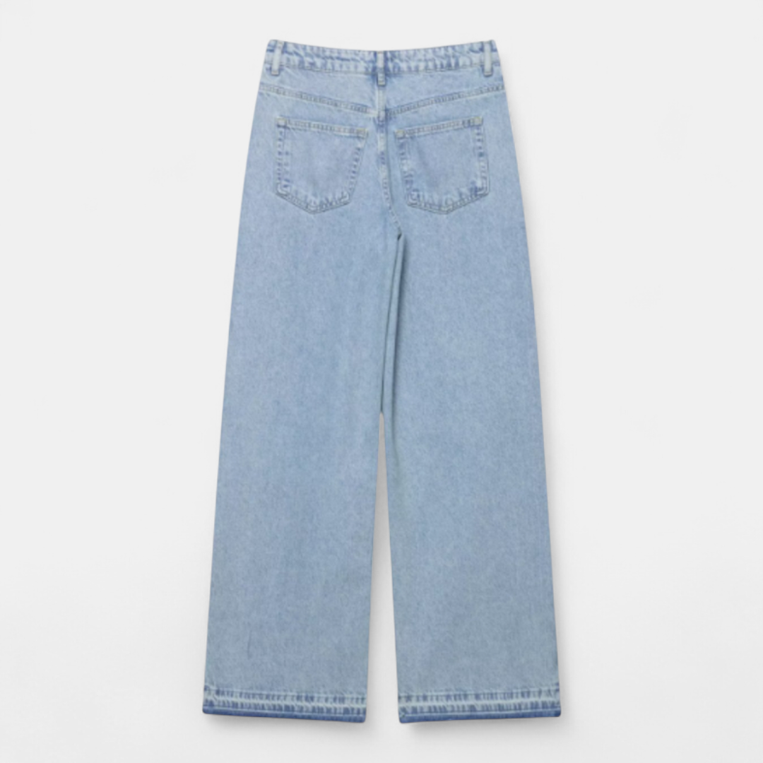 Women's Jeans - High waist straight leg lace stripe - Mary Feels