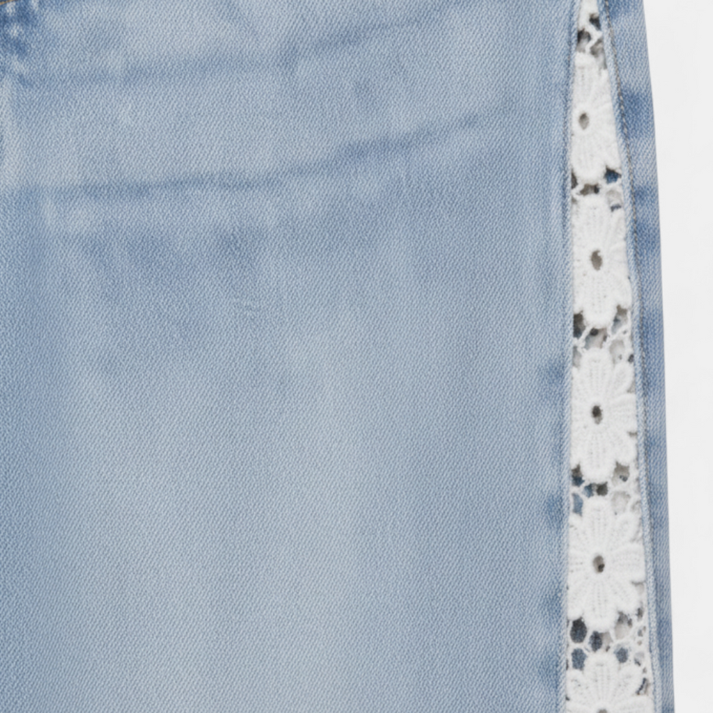 Women's Jeans - High waist straight leg lace stripe - Mary Feels