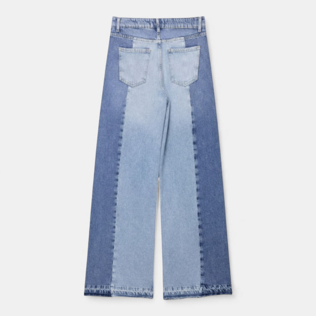 Women's Jeans - Two-tone wide leg frayed hem - Mary Feels
