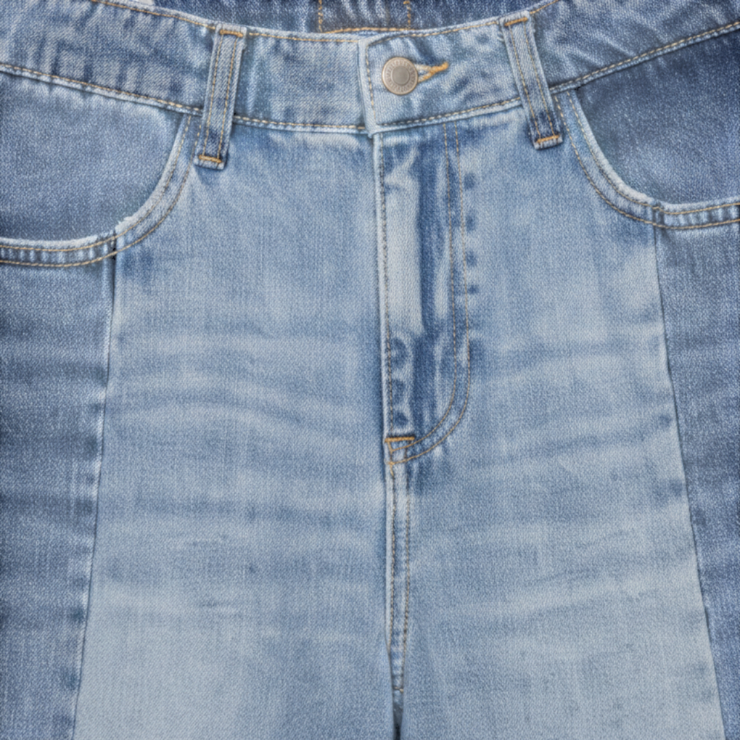 Women's Jeans - Two-tone wide leg frayed hem - Mary Feels