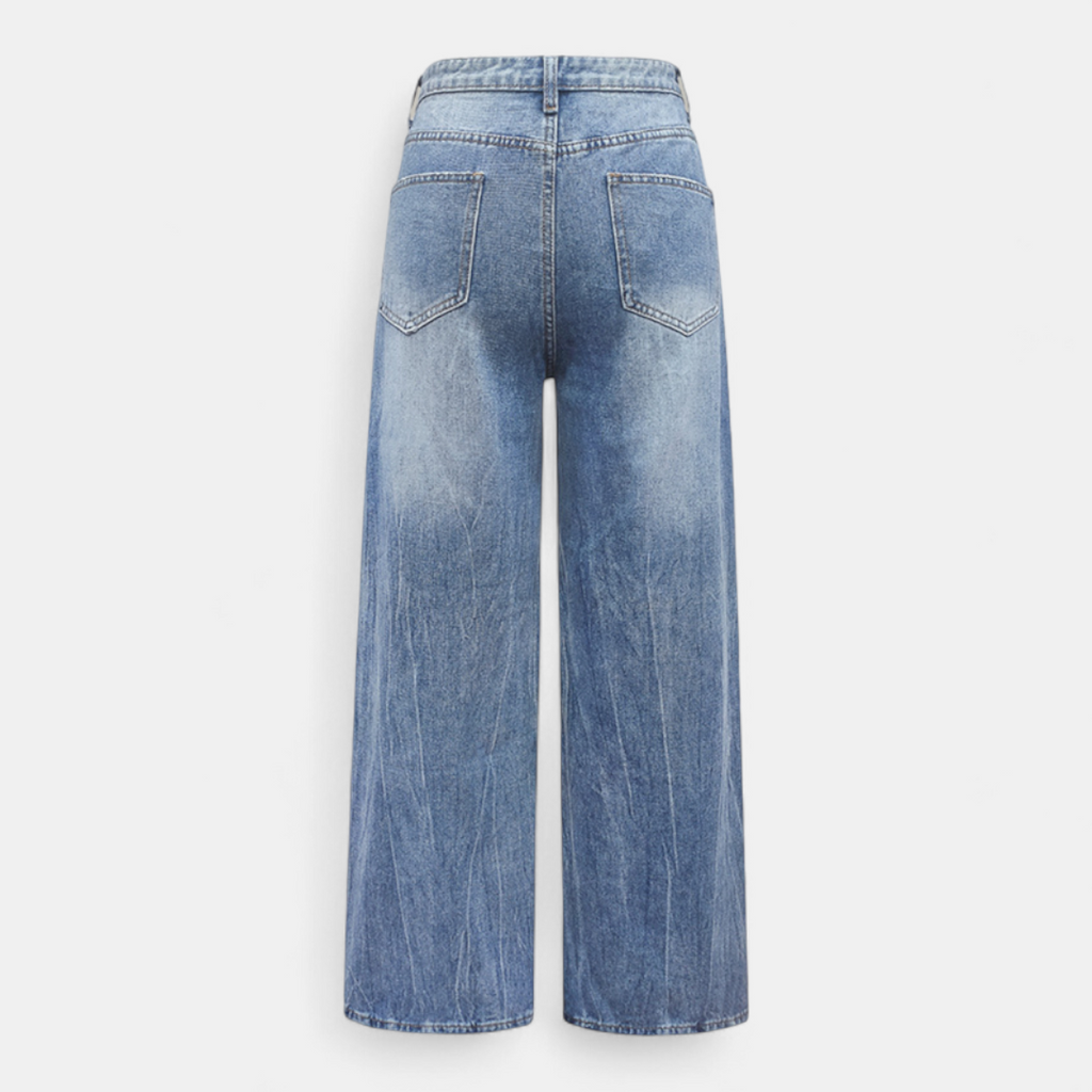 Women's Jeans - high waist wide leg pearl detailing - Mary Feels