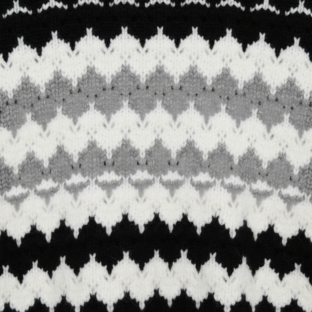 Women's Sweater - Crew Neck Relaxed Fit Geometric Pattern - Mary Feels