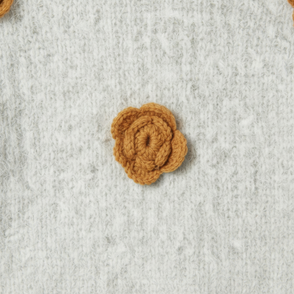 Women's Sweater - Fuzzy Knit, Crochet Flower Appliques - Mary Feels